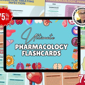 Bundel farmacologie flashcards, afdrukbare verpleegkundige farmacologie, opmerkingen farmacologie, direct downloaden, revisiekaarten voor verpleging