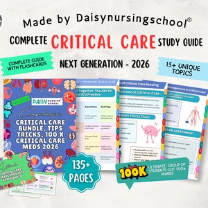 Guía de estudio de enfermería de cuidados intensivos, 135 páginas, tarjetas didácticas, con enlaces (descarga digital, 2026)