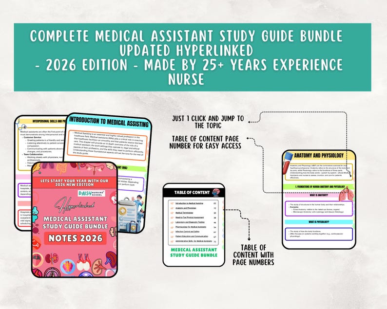 K&ouml;nnte beinhalten: Ein komplettes Studienf&uuml;hrer-Bundle f&uuml;r medizinische Fachangestellte mit aktualisierten Hyperlinks. Der Leitfaden enth&auml;lt Notizen f&uuml;r 2026, erstellt von einer Krankenschwester mit &uuml;ber 25 Jahren Erfahrung. Der Leitfaden enth&auml;lt ein Inhaltsverzeichnis.