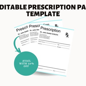 Prescription Pad Template, Medical Prescription, Prescription Design, Prescription Notepad, Doctor Prescription, Prescription Form CANVA image 5