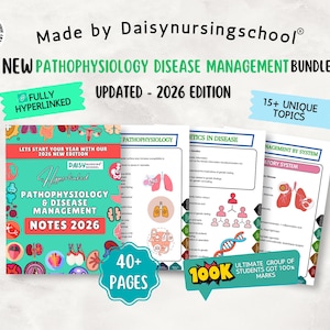 Pathophysiology Nursing Notes: Disease Management Study Guide, 2026 Edition Hyperlinked (Digital Download)