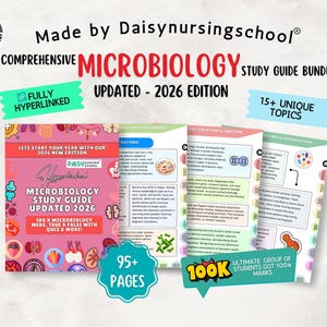 Pacote de Guia de Estudo de Microbiologia: Notas com Hiperlinks, Flashcards, Questionário (PDF Digital)