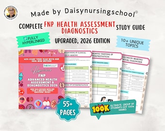Complete FNP Health Assessment Diagnostics Study Guide 2026 for Family Nurse Practitioner, Hyperlinked (PDF)