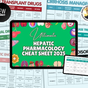Hepatic Pharmacology Nursing Study Guide: Cheat Sheet 2025 (Digital Download)