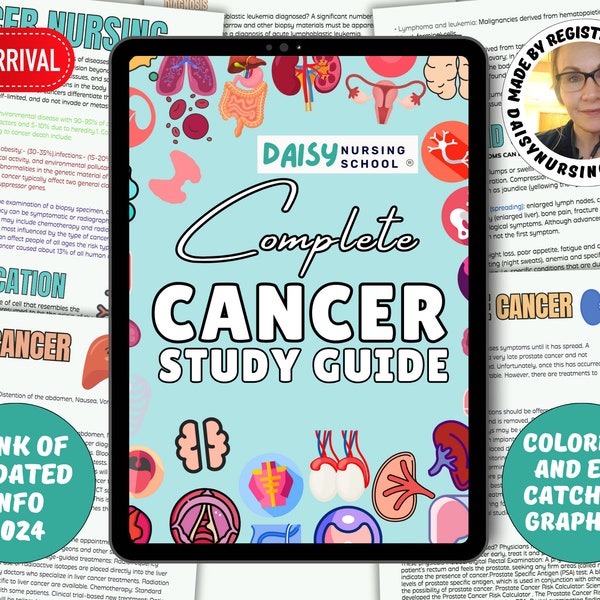 Cancer Nursing Notes 12 Pages | Nurse Notes | Nursing Study Guide | Nursing Bundle | Cervical Cancer | Breast Cancer | Nursing School Notes