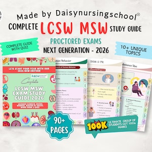 Guía de estudio para LCSW, apuntes detallados, exámenes de práctica y preguntas, más de 145 páginas, 2026, con hipervínculos (PDF).