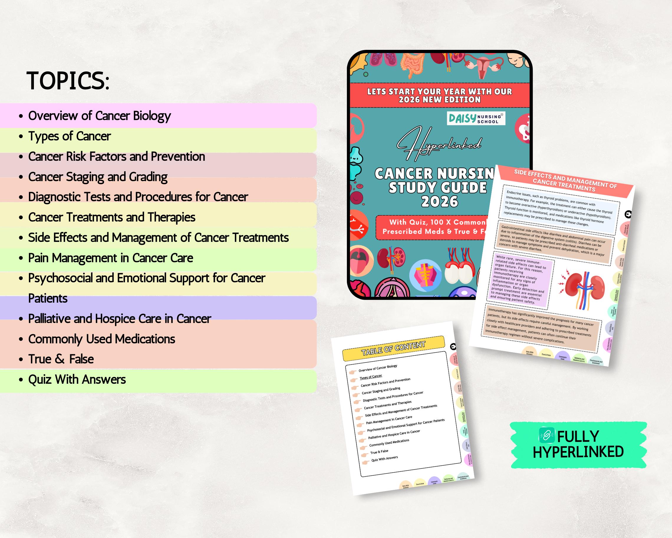 Cancer Notes NEW UPGRADED Cancer Nursing Notes: Study Guide Bundle, Hyperlinked 2026 ...