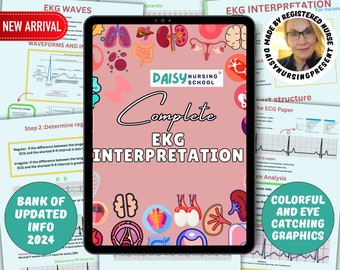 EKG & Dysrhythmia Interpretation,  Nursing School Cardiac Study Guide, Ekg Interpretation, Ekg Cheat Sheet Study Guide, Ekg Rhythms