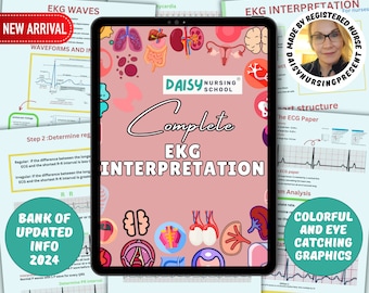 EKG & Dysrhythmia Interpretation,  Nursing School Cardiac Study Guide, Ekg Interpretation, Ekg Cheat Sheet Study Guide, Ekg Rhythms