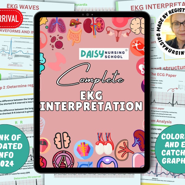 EKG & Dysrhythmia Interpretation,  Nursing School Cardiac Study Guide, Ekg Interpretation, Ekg Cheat Sheet Study Guide, Ekg Rhythms