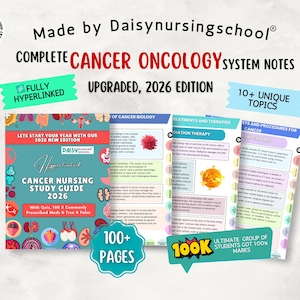 NEW UPGRADED Cancer Nursing Notes: Study Guide Bundle, Hyperlinked 2026, 100+ Pages (Digital Download)
