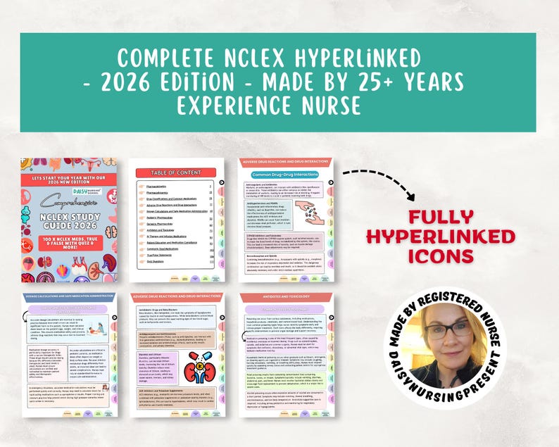 NEW Complete NCLEX Study Guide Bundle: Nursing Notes, Hyperlinked (Digital Download) image 9