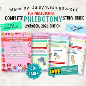 Guide d'étude de la phlébotomie, plus de 10 sujets, coloré et concis, hypertexte 2026 (téléchargements numériques)