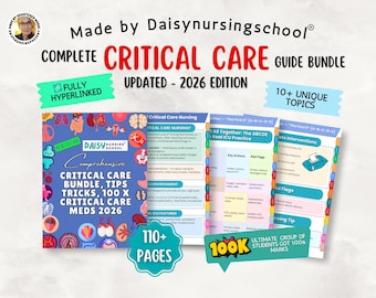 Critical Care Nursing Notes Bundle, ICU Meds, Study Guide, Hyperlinked 2026 (Digital Download)