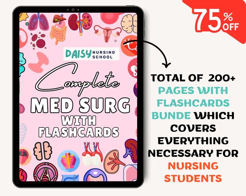 Med Surg Nursing Study Guide Bundle With Flashcards (digital Download ...