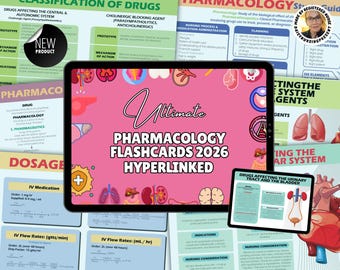 Paquete de tarjetas de repaso de farmacología para enfermería (descarga instantánea)