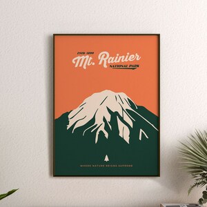 Affiche du parc national du mont Rainier, impression d'art mural Pacific Rim, impression du mont Rainier cadeau de départ, affiche de Seattle, affiche de ski