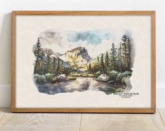 Rocky Mountain Nationalpark Poster, Colorado Wandkunst, Colorado Geschenke, Bergmalerei, Bergwandkunst, Waldkinderzimmer