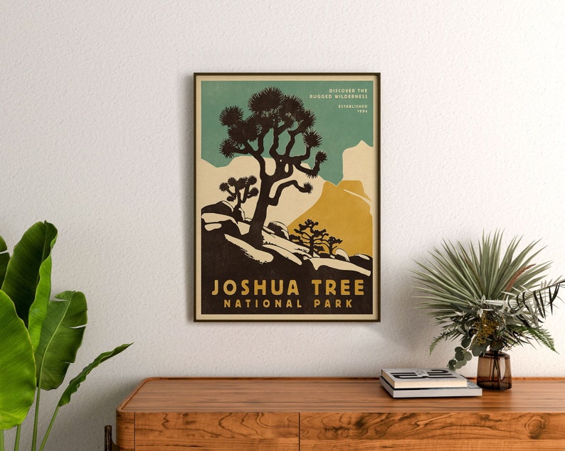 Joshua Tree Art National Park Poster Retro Travel Poster - Etsy