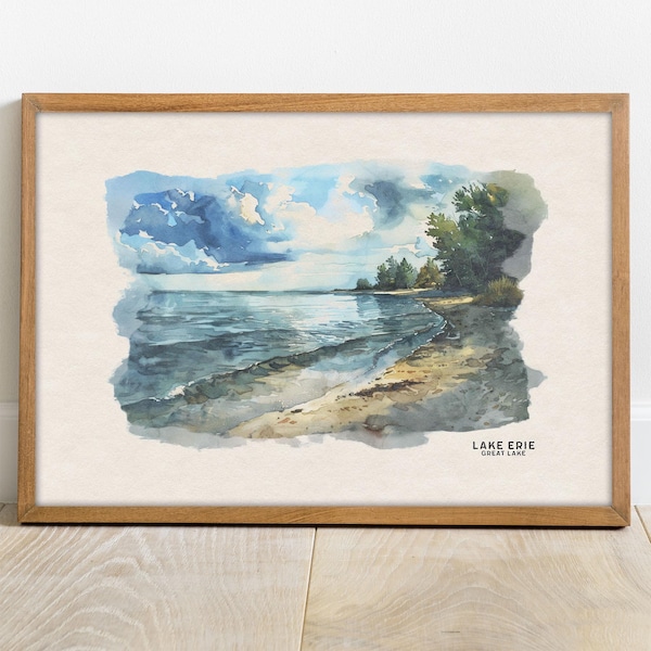 Lake Erie Watercolor Art Print, National Park Poster