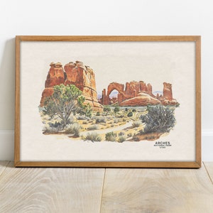 Arches National Park Poster, National Park Art Print, Travel Poster Wall Art, Watercolor Print, National Park Gift, Housewarming Gift