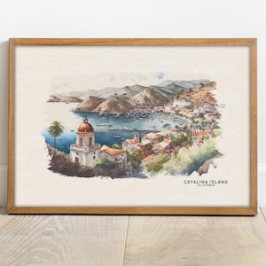 Catalina Island Travel Poster, California Poster, Catalina Watercolor Print, Beach Décor, California Print, Ocean Wall Art, Travel Gifts