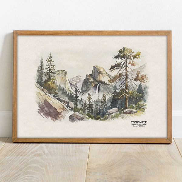 Yosemite National Park Poster, National Park Art Print, Travel Poster Wall Art, National Park Gift, Housewarming Gift