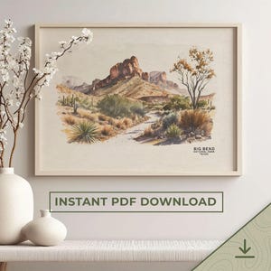 Big Bend Nationalpark Poster, Texas Poster Nationalpark Kunst, Texas Wandkunst, Texas Druck, Nationalpark Geschenk | DRUCKBARE Digital Download