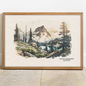 North-Cascades-Nationalpark Poster, Nationalpark-Drucke, North-Cascades-Kunst, Reiseposter, Geschenk zum Abschied, pazifischer Nordwesten