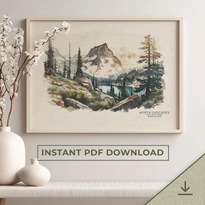 North Cascades National Park Poster, Nationalpark Drucke, North Cascades Art, Reiseposter, Geschenk | DRUCKBARE Digital Download