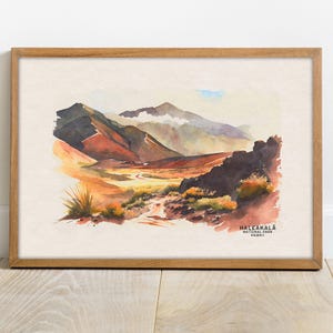 Haleakala National Park Poster, Hawaii Travel Poster, Maui Art, National Park Prints, Hawaii Watercolor Art Print