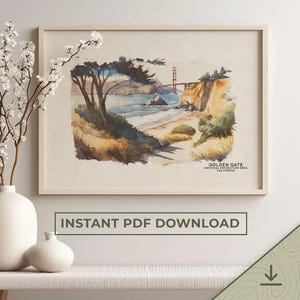 Stampa di San Francisco, poster di viaggio del Golden Gate Bridge, stampa della California, poster della Bay Area, arte di San Francisco / Download digitale STAMPABILE