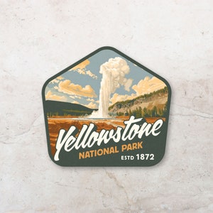 Pegatinas para portátiles del Parque Nacional de Yellowstone y pegatinas impermeables para hidroflask o botella de agua Yeti, pegatina de vinilo de arte de montaña para escalar