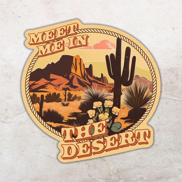 Desert Sticker, Arizona Decal, Waterproof Vinyl, Water Bottle and Bumper Sticker, Cactus Sticker