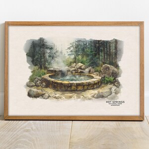 Hot Springs Nationalpark Wohnkultur - Minimalistisches Reiseplakat für Airbnb, Aquarell Landschaftsmalerei Postkarte von Nationalpark Poster