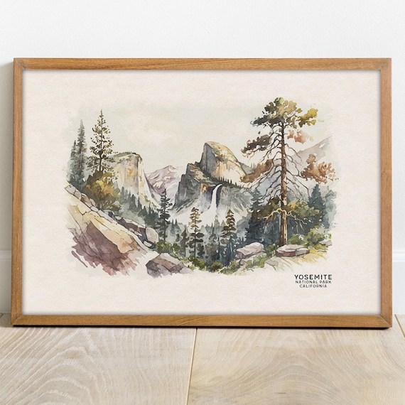 Yosemite National Park Poster, National Park Art Print, Travel Poster Wall Art, National Park Gift, Housewarming Gift