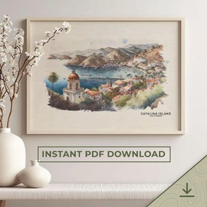 Catalina Island Travel Poster, California Poster, Catalina Watercolor Print, Beach Décor, California Print | PRINTABLE Digital Download
