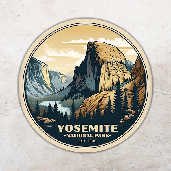 Yosemite National Park Sticker, California Decal, Waterproof Vinyl, Water Bottle Sticker, Camping And Hiking Sticker