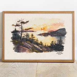 Acadia National Park Poster, Travel Poster, Maine Wall Art Decor, Watercolor Art Print, National Park Gift, Gift For Traveler, Nursery Art