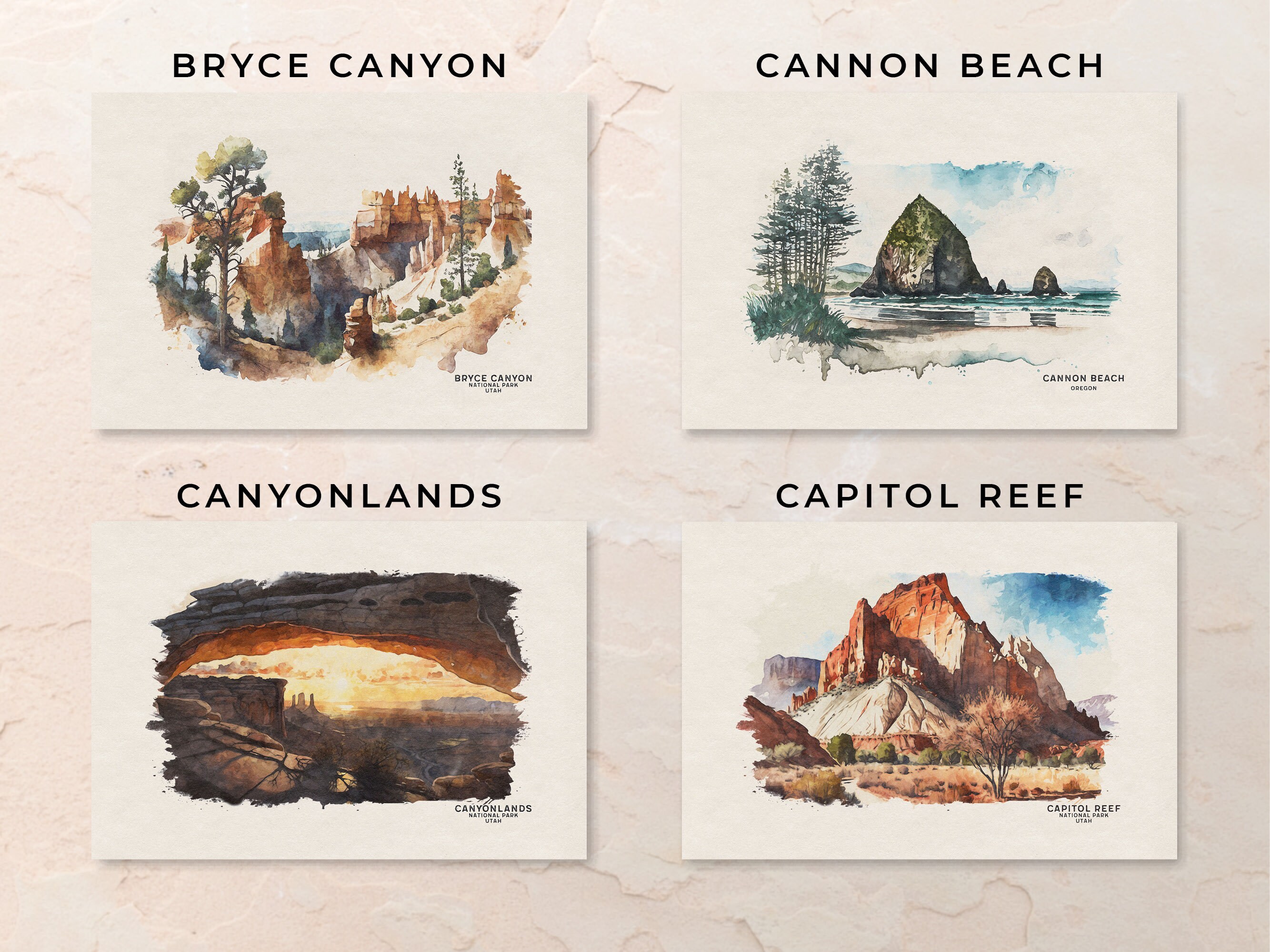 National Park Posters Set of 6 Travel Poster Watercolor - Etsy