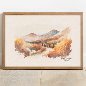 Aquarelprint Shenandoah National Park - bergkunst, poster nationaal park, wanddecoratie Virginia, cadeau voor haar bosrijke kwekerij