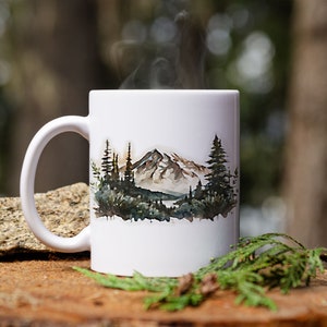 Mount Rainier National Parks Mountain Mug, Mt Rainier Art Coffee Mug, National Park Gift For Him Ceramic Mug, Camping Mug