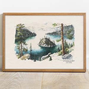 Lake Tahoe Print, National Park Poster, Lake Tahoe Wall Art, California Poster, Lake Tahoe Painting, Watercolor Painting