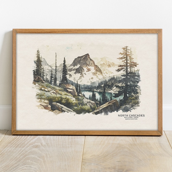 North Cascades National Park Poster, National Park Prints, North Cascades Art, Travel Poster, Going Away Gift, Pacific Northwest