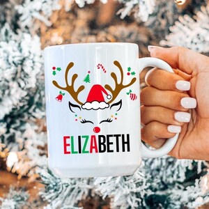 Custom Reindeer Rudolph Red nose Christmas Mug,Custom Rudolph Gift,Custom Christmas Reindeer,Matching Custom Christmas Reindeer Gift family