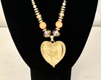 Large Heart Centre piece beads necklace