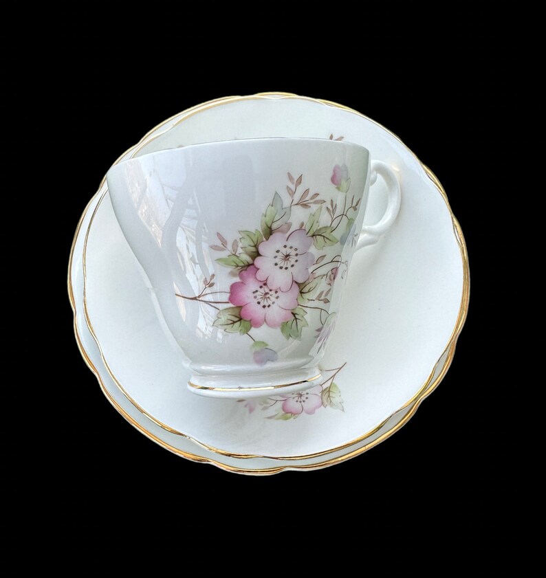 Vintage Montfort Staffordshire Bone China Tea Set. Biltons England. Set consist of 1x Tea Plate, 1x Cup, 1x Saucer. Delicate Romantic Motifs image 6