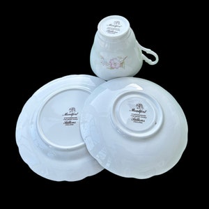 Vintage Montfort Staffordshire Bone China Tea Set. Biltons England. Set consist of 1x Tea Plate, 1x Cup, 1x Saucer. Delicate Romantic Motifs image 9