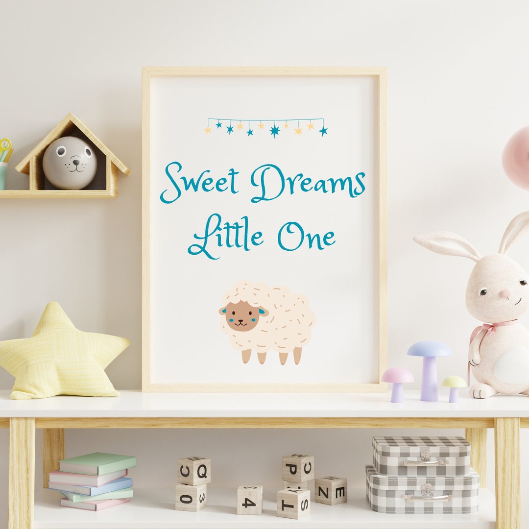 Sweet Dreams Baby Boy Nursery Print Cute Sheep Printable Wall Art for