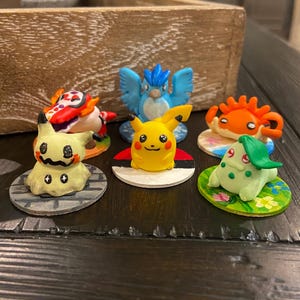 Custom Pokepal Figurines with Stands, Handmade Polymer Clay Figures